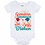 Grandma and Grandson a Bond That Can't Be Broken Baby Onesie - Baby Infant Bodysuit Gift, White, Baby Onesie - 12 Month