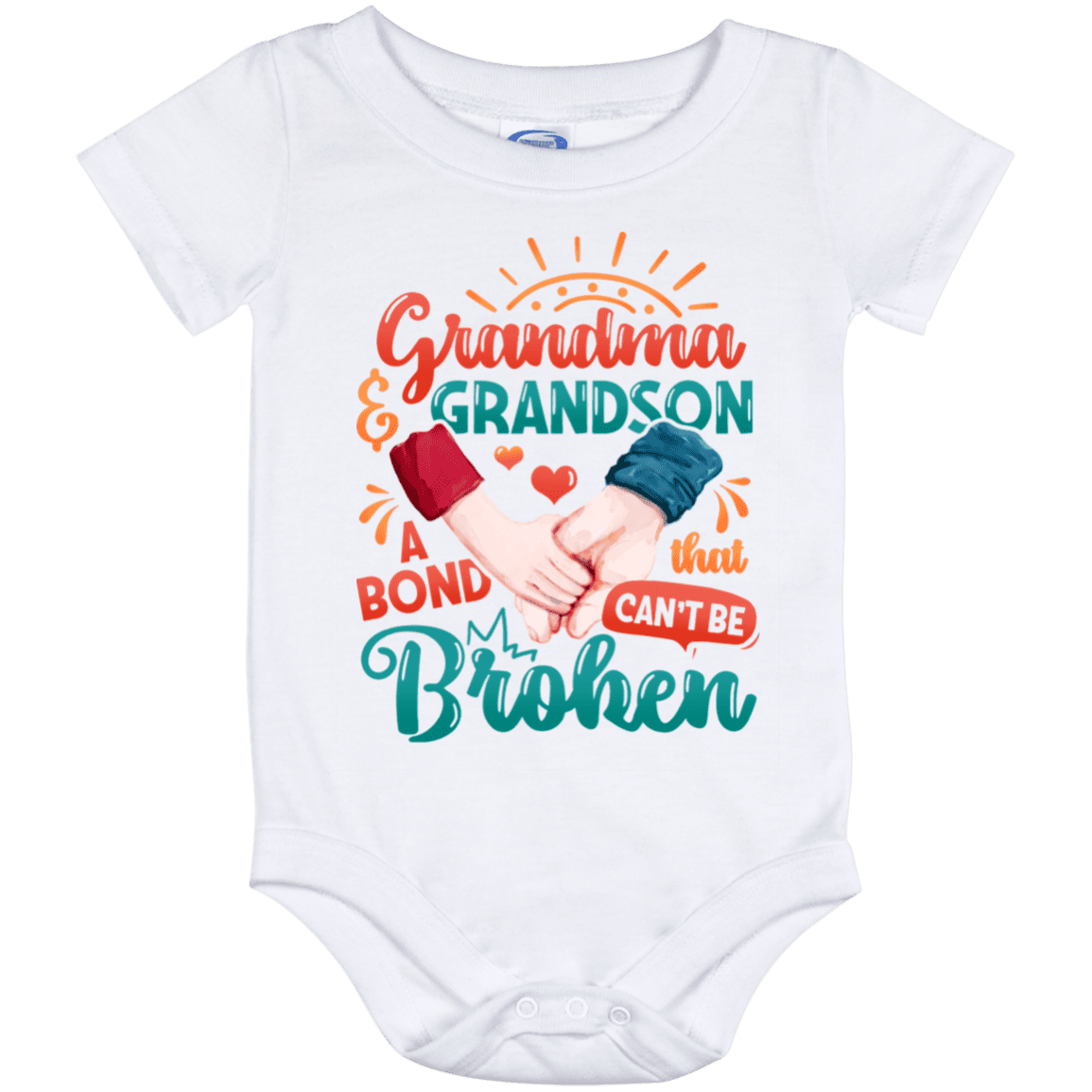 Grandma and Grandson a Bond That Can't Be Broken Baby Onesie - Baby Infant Bodysuit Gift, White, Baby Onesie - 12 Month