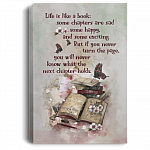 Life Is Like a Book Vintage Gallery Wrapped Framed Canvas Prints - Unframed Poster - Vintage Decor Wall Art, White, 0.75'' Framed Canvas