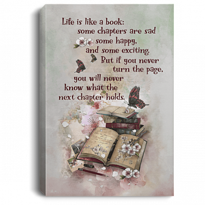 Life Is Like a Book Vintage Gallery Wrapped Framed Canvas Prints - Unframed Poster - Vintage Decor Wall Art, White, 0.75'' Framed Canvas