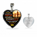 Mom to My Daughter Never Forget That I Love You I Can't Promise to Be Here Heart Pendant Necklace - Heart Luxury Necklace (Silver)