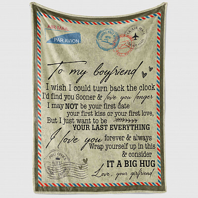 Alternative view of To My Boyfriend I Wish I Could Turn Back The Clock Letter Fleece Blanket - Premium Sherpa Blanket - Woven Blanket