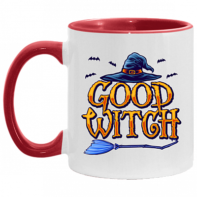 Good Witch Bad Witch Accent Mug, White/Red, 11 oz. Accent Mug