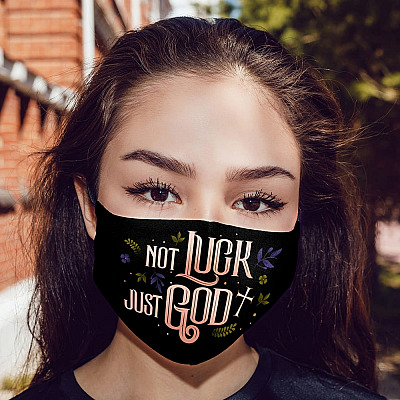 Alternative view of Not Luck Just God Washable Reusable Custom Printed Cloth Face Mask Cover