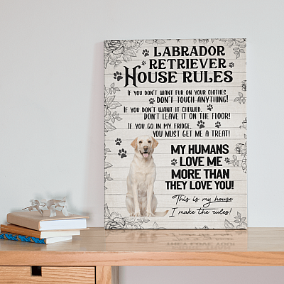 Alternative view of Labrador Retriever House Rules If You Don't Want Fur Don't Touch Anything Framed Canvas - Unframed Poster