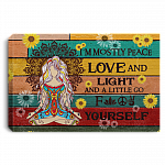 I'm Mostly Peace Love and Light and a Little Go F**k Yourself Yoga Meditation Framed Canvas Poster Wall Art, White, 0.75'' Framed Canvas