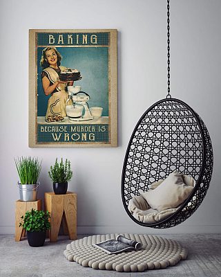 Alternative view of Baking Because Murder Is Wrong Gallery Wrapped Framed Canvas Prints - Unframed Poster - Baking Girl Kitchen Wall Art