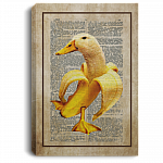 Banana Duck Anthropomorphic Art Gallery Wrapped Framed Canvas Prints – Unframed Poster, White, 0.75'' Framed Canvas