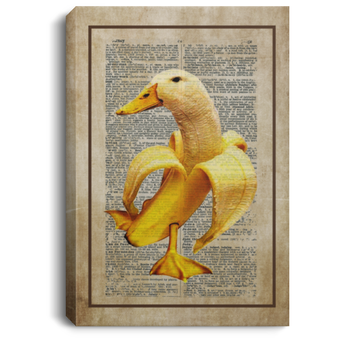 Banana Duck Anthropomorphic Art Gallery Wrapped Framed Canvas Prints – Unframed Poster, White, 0.75'' Framed Canvas