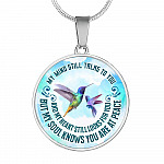 My Mind Still Talks To You But My Soul Know You Are At Peace Hummingbird Luxury Circle Pendant Necklace - Circle Luxury Necklace (Silver)