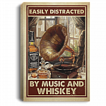 Vintage Easily Distracted By Music And Whiskey Framed Canvas Prints - Unframed Poster, White, 0.75'' Framed Canvas Vintage Easily Distracted By Music And Whiskey Framed Canvas Prints - Unframed Poster, White, 0.75'' Framed Canvas