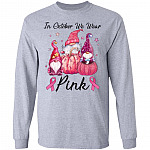 In October We Wear Pink Pumpkin Hoodie - Sweatshirt - Long Sleeve Shirt, Sport Grey, Long Sleeve