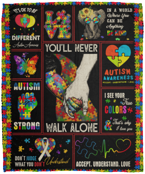Proud Autism Awareness Family Puzzle Heartbeat Fleece Sherpa Blanket - You'll Never Walk Alone Autism Blanket, White, Cozy Plush Fleece Blanket - 50x60 Proud Autism Awareness Family Puzzle Heartbeat Fleece Sherpa Blanket - You'll Never Walk Alone Autism Blanket, White, Cozy Plush Fleece Blanket - 50x60