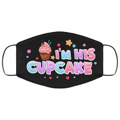 I'm His Cupcake Her StudMuffin Washable Washable Reusable Custom - Printed Cloth Face Mask Cover, Black, Cloth Face Cover