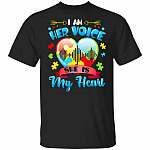 I Am Her Voice She Is My Heart Autism Awareness T-Shirt, Black, Unisex T-Shirt