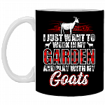 I Just Want to Work in My Garden and Play with My Goats Ceramic Coffee Mug - Beer Stein - Water Bottle, Black, 11 oz. White Mug