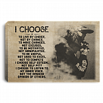 Motocross I Choose To Live By Choice Not By Chance Gallery Wrapped Framed Canvas Prints - Unframed Poster, White, 0.75'' Framed Canvas