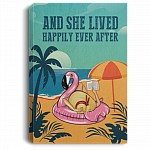 And She Lived Happily Ever After Poster - Ocean Beach Gallery Wrapped Framed Canvas Prints - Unframed Poster - Home Decor, White, 0.75'' Framed Canvas