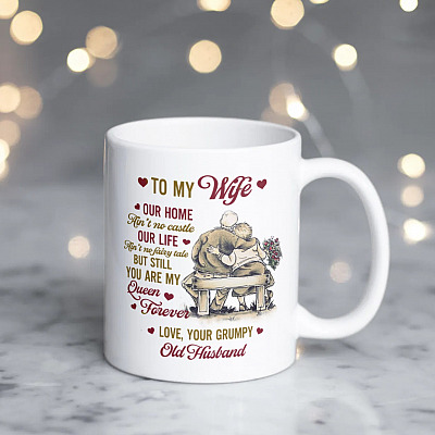 Alternative view of To My Wife Our Home Ain't No Castle Love Your Grumpy Old Husband Ceramic Coffee Mug - Travel Bottle