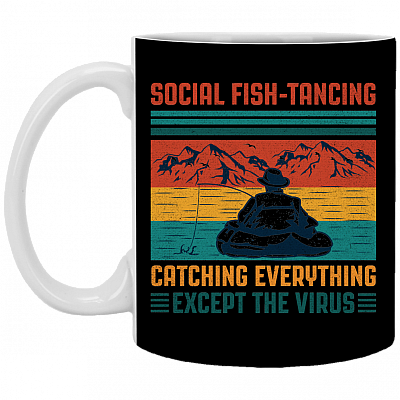 Social Fish-Tancing Funny Dad Ceramic Coffee Mug - Beer Stein - Water Bottle - Color Changing Mug, Black, 11 oz. White Mug