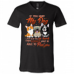 If You Hurt My Dog I Will Slap You So Hard Even Google Won't Be Able to Find You T-Shirt - V Neck, Black, V-Neck T-Shirt