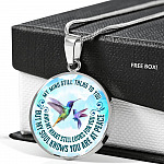 My Mind Still Talks To You But My Soul Know You Are At Peace Hummingbird Luxury Circle Pendant Necklace - Circle Luxury Necklace (Silver)