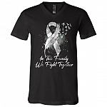 White Feather Ribbon Lung Cancer In This Family We Fight Together T-Shirt - V-Neck Tee, Black, V-Neck T-Shirt