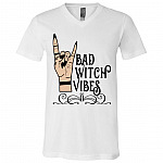 Bad Witches Vibes Funny Halloween T-Shirt - V Neck, White, V-Neck T-Shirt