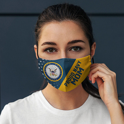 Alternative view of Proud Navy Mom US Navy Washable Reusable Custom - Printed Cloth Face Mask Cover