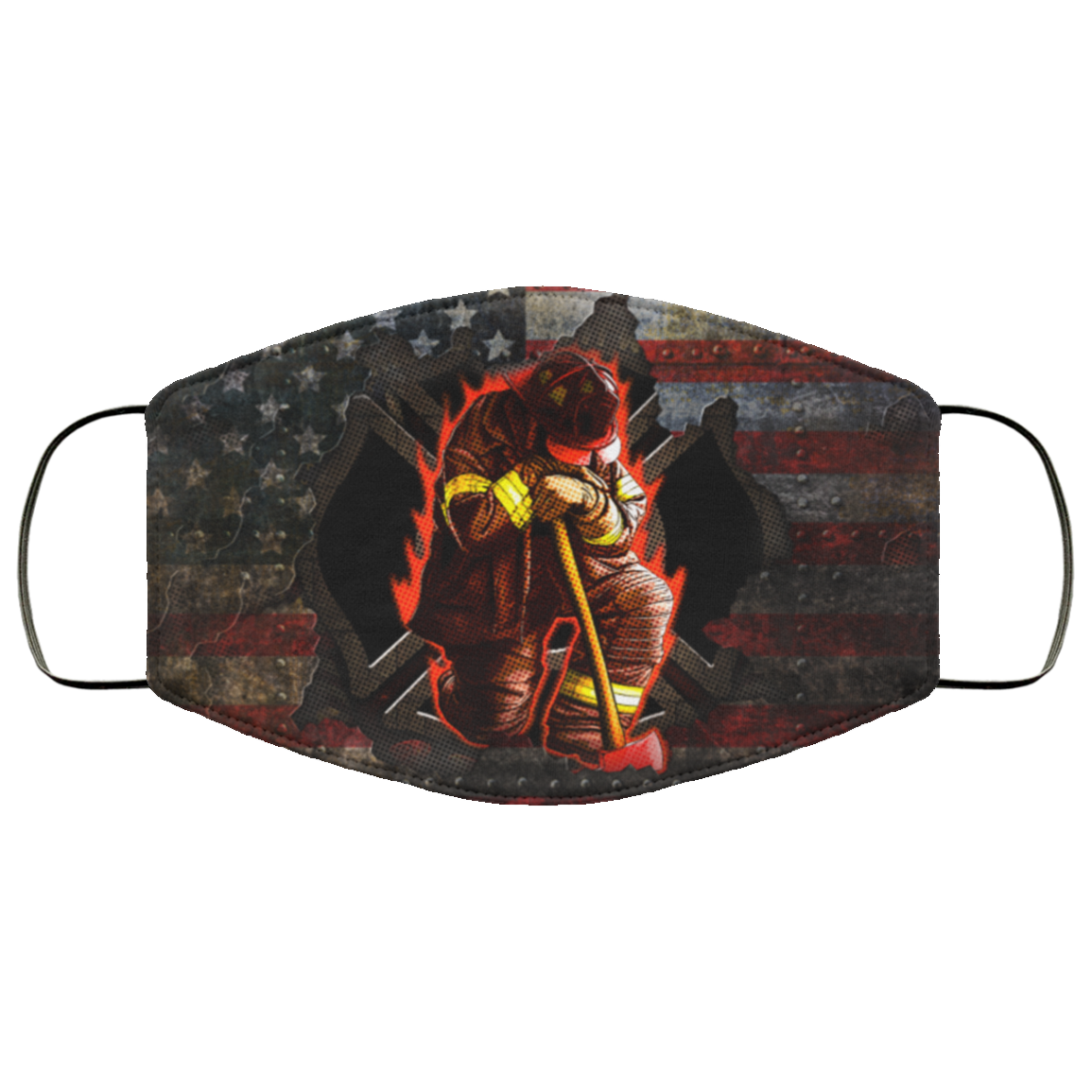 Firefighter Kneeling Stand For The Flag American Flag Washable Reusable Custom - Printed Cloth Face Mask Cover, White, Cloth Face Cover Firefighter Kneeling Stand For The Flag American Flag Washable Reusable Custom - Printed Cloth Face Mask Cover, White, Cloth Face Cover