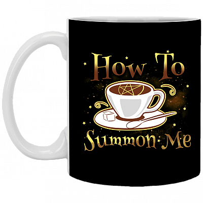 How to Summon Me Halloween Gift Ceramic Coffee Mug - Beer Stein - Water Bottle - Color Changing Mug, Black, 11 oz. White Mug