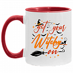 Get Your Witchy On Accent Mug - Halloween Mug Gift, White/Red, 11 oz. Accent Mug