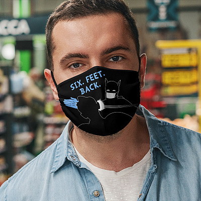 Alternative view of Six Feet Back Batman Washable Reusable Custom - Funny Super Hero Printed Cloth Face Mask Cover