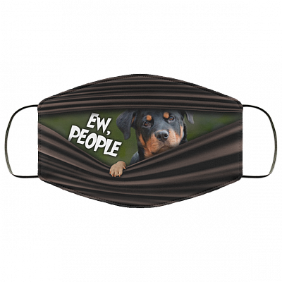 Ew People Funny Rottweiler Washable Reusable Custom - Rottweiler Lover Printed Cloth Face Mask Cover, White, Cloth Face Cover