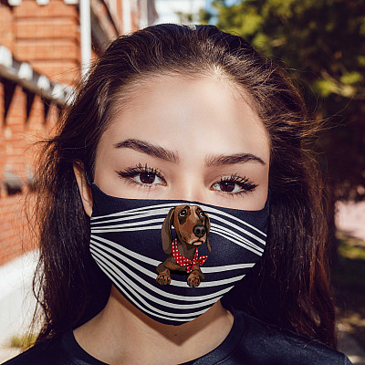 Alternative view of Funny Dachshund Dog Dad Gifts Washable Reusable Custom – Printed Cloth Face Mask Cover