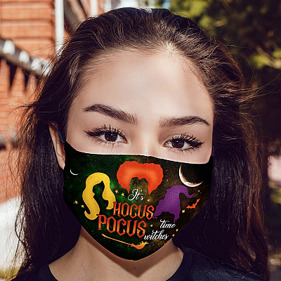 Alternative view of Halloween Mask - It's Hocus Time Witches Pocus Washable Reusable Custom - Printed Cloth Face Mask Cover