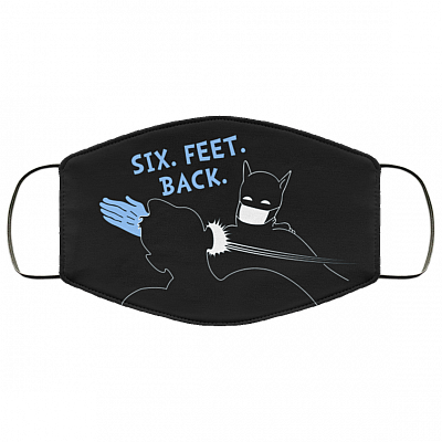 Six Feet Back Batman Washable Reusable Custom - Funny Super Hero Printed Cloth Face Mask Cover, Black, Cloth Face Cover