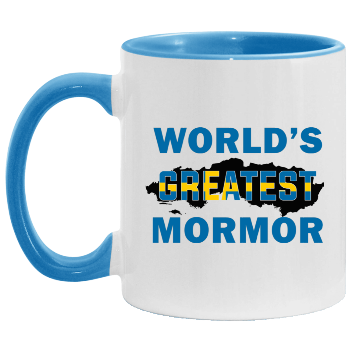 Sweden Flag World Greatest Mormor Accent Mug, White/Light Blue, 11 oz. Accent Mug