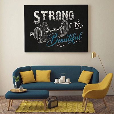 Alternative view of Strong Is Beautiful Home Gym Decor Gallery Wrapped Framed Canvas Prints-Unframed Poster