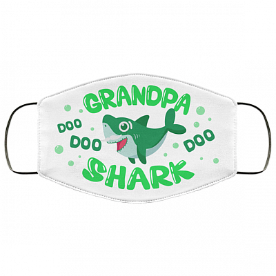 Grandpa Shark Doo Doo Doo Washable Reusable Printed Cloth Face Mask Cover - Family Shark Facemask, White, Cloth Face Cover