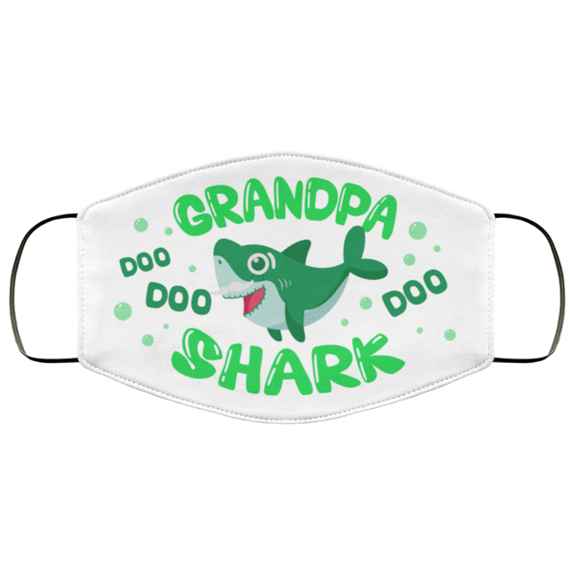 Grandpa Shark Doo Doo Doo Washable Reusable Printed Cloth Face Mask Cover - Family Shark Facemask, White, Cloth Face Cover
