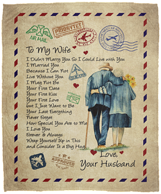 To My Wife I Didn't Marry You So I Could Live With You Message Letter Fleece Blanket - Premium Sherpa Blanket, White, Cozy Plush Fleece Blanket - 50x60