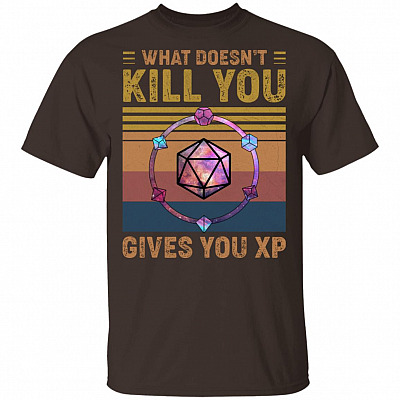 What Doesn't Kill You Gives You XP Vintage Retro DnD Retro Vintage Funny Boardgame T-Shirt, Dark Chocolate, Unisex T-Shirt