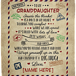 Personalized Letter Blanket to My Granddaughter Inside This Blanket Is a Piece of My Heart Premium Sherpa Blanket, White, Cozy Plush Fleece Blanket - 50x60