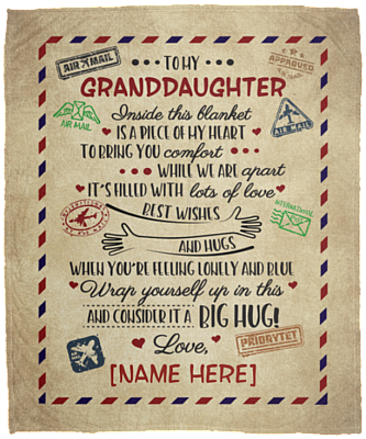 Personalized Letter Blanket to My Granddaughter Inside This Blanket Is a Piece of My Heart Premium Sherpa Blanket, White, Cozy Plush Fleece Blanket - 50x60