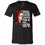 Social Distancing And Wearing A Mask In Public Since 1978 Michael T-Shirt - V-Neck, Black, V-Neck T-Shirt