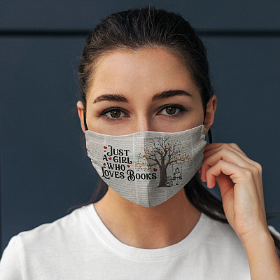 Alternative view of Just A Girl Who Loves Books Washable Reusable Custom - Book Lover Printed Cloth Face Mask Cover