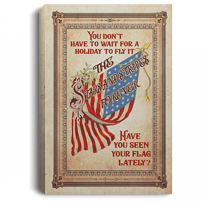 Stars And Stripes Forever American Flag Framed Canvas Prints - Unframed Poster - Patriotic Flag Canvas Art, White, 0.75'' Framed Canvas