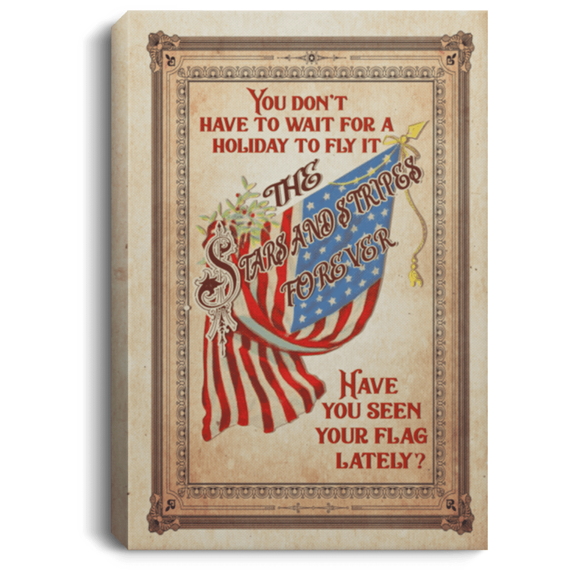 Stars And Stripes Forever American Flag Framed Canvas Prints - Unframed Poster - Patriotic Flag Canvas Art, White, 0.75'' Framed Canvas