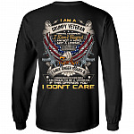I Am A Grumpy Veteran I Served I Sacrificed I Don't Regret I Am Not A Hero Plain Front - Print On Back Hoodie, Black, Long Sleeve